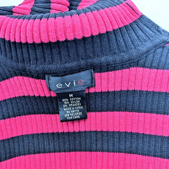 Evie Black & Festival Fuchsia Striped Ribbed Knit Turtleneck Sweater - Picture 3 of 3